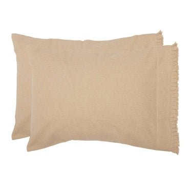 Burlap Vintage Standard Pillow Case w/ Fringed Ruffle Set of 2 21x30 VHC Brands - The Fox Decor